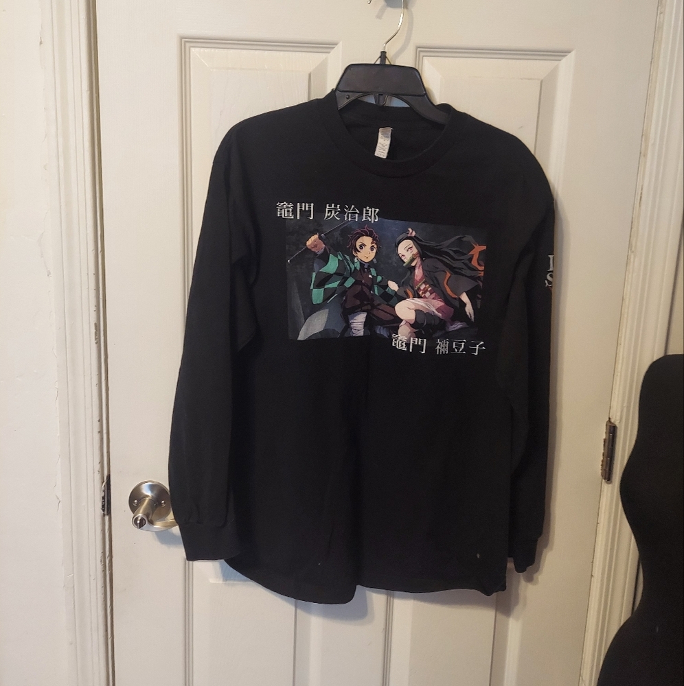 Demon Slayer Anime Cartoon Graphic Long Sleeve T-shirt On A ALSTY TAG SZL